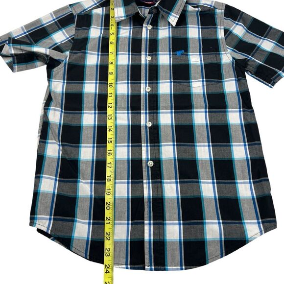 Wrangler Western Shirt Boys Large 10/12 Plaid Shirt White, Blue and black - Picture 4 of 5
